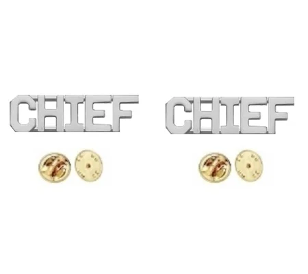 Collar Pins Insignia Numbers 1/4'' CHIEF Silver