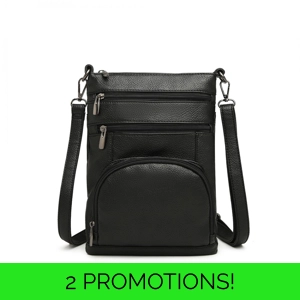 RFID Leather Look Crossbody Bag Black
