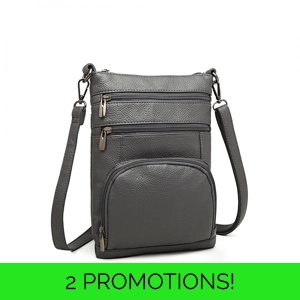 RFID Leather Look Crossbody Bag Grey