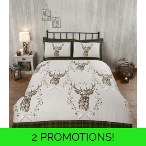 Green Tartan Angus Stag Brushed Cotton