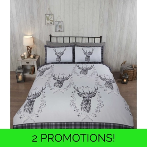 Grey Tartan Angus Stag Brushed Cotton