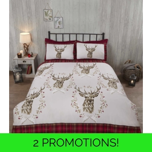 Red Tartan Angus Stag Brushed Cotton