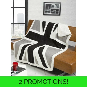 Union Jack Sherpa Throw Grey