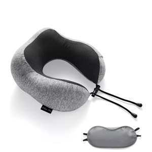 Black/Grey Neck Support Pillow and Eye Mask