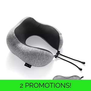 Black/Grey Neck Support Pillow and Eye Mask
