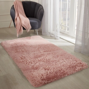 Fluffy Faux Fur Rug Blush Pink