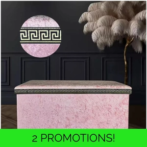 Greek Key Crushed Velvet Ottoman Blush Pink