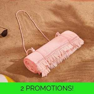 Fringed Beach Towel Roll Blush