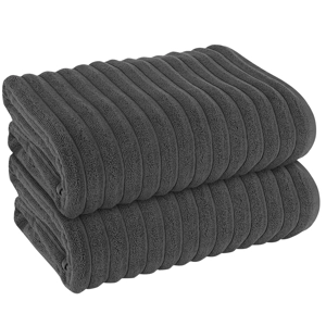 Rib HydroCotton 600GSM Jumbo Bath Sheets Charcoal