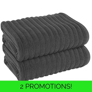 Rib HydroCotton 600GSM Jumbo Bath Sheets Charcoal