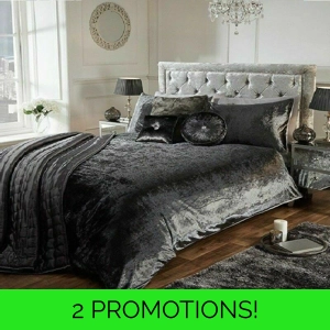 Charcoal Crushed Velvet Duvet Sets