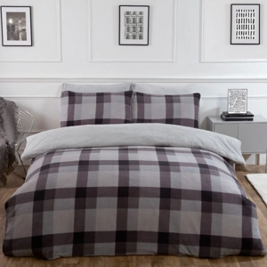 TARTAN CHECK GREY TEDDY FLEECE