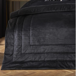 Chic Velvet Bedspread Black