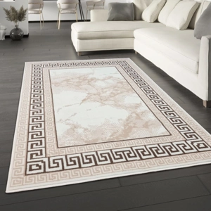 Oriental Marble Greek Key Rug Cream