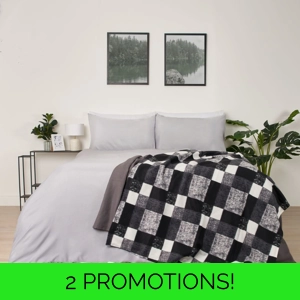 Black Polar Fleece Winter Check Throw