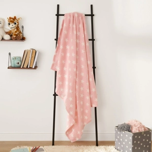 Blush Pink Star Polar Fleece Throw