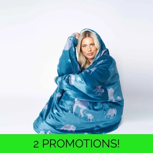 Hoodie Sherpa Blanket Elephant Teal