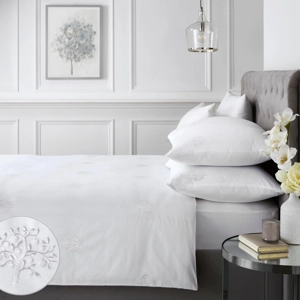 200TC Embroidered Trees White