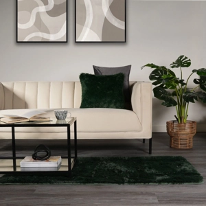 Fluffy Faux Fur Rug Forest Green
