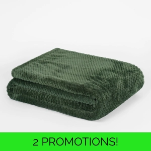 Waffle Mink Blanket Forest Green