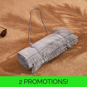 Fringed Beach Towel Roll Grey