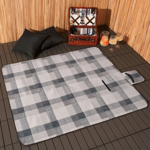 Foldable Picnic Blanket Grey Check
