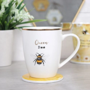 Queen Bee Ceramic Mug Coaster Set