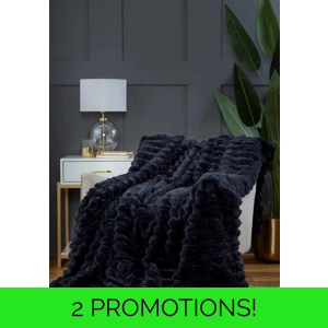Rabbit Faux Fur Throw Charcoal