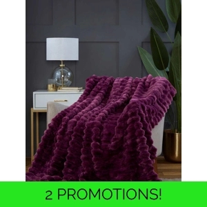 Rabbit Faux Fur Throw Burgundy