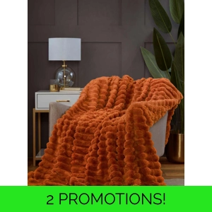 Rabbit Faux Fur Throw Burnt Orange