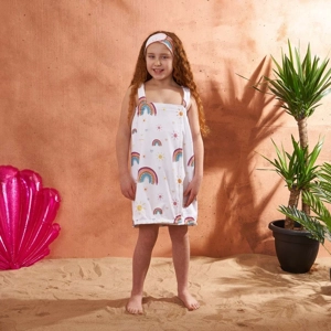 Kids Rainbow Towel Dress Headband Set