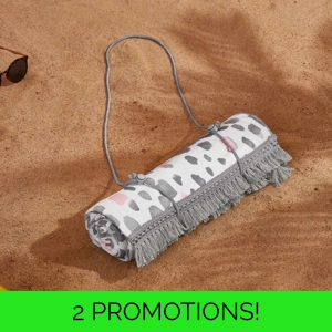 Fringed Beach Towel Roll Leopard Grey