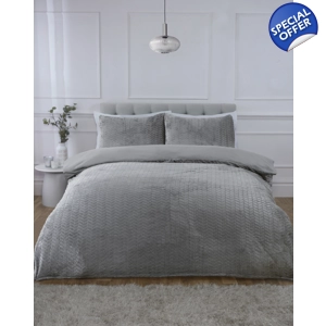 Chevron Faux Fur Silver Grey