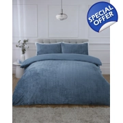 Chevron Faux Fur Steel Blue