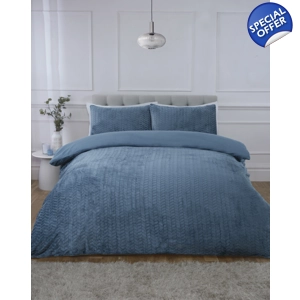 Chevron Faux Fur Steel Blue