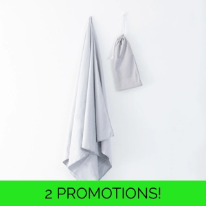 TRAVEL TOWEL & POUCH GREY