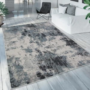 Distressed Abstract Blue Rug