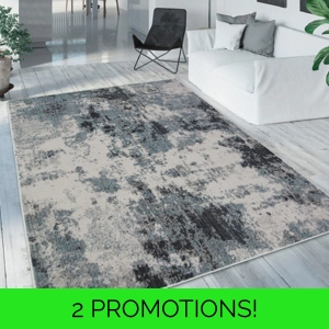 Distressed Abstract Blue Rug