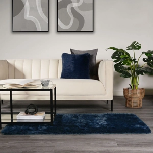 Fluffy Faux Fur Rug Navy