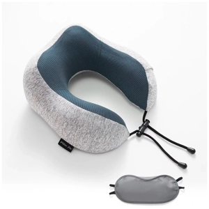 Navy/Grey Neck Support Pillow and Eye Mask