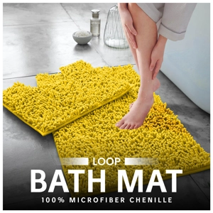Chenille Loop Bathmat Set Ochre