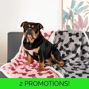 Pink or Charcoal Bone Print Pet Sherpa Fleece Blankets
