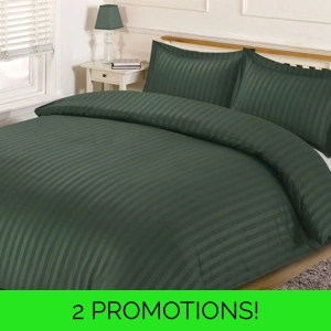 Satin Stripe Forest Green Duvet Sets