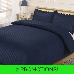 Satin Stripe Navy Duvet Sets