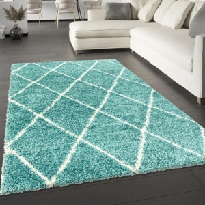 Shaggy Rug Diamond Teal