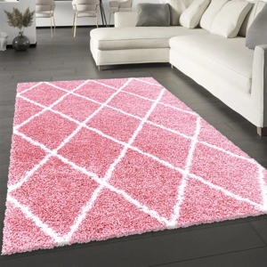 Shaggy Rug Diamond Pink