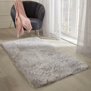 Fluffy Faux Fur Rug Silver