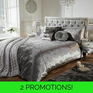 Silver Crushed Velvet Duvet Sets
