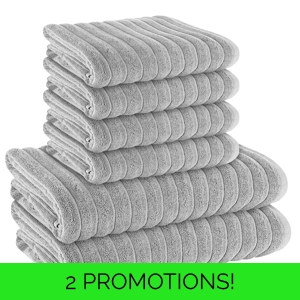 Rib HydroCotton 600GSM Towel Bale 6-pc Grey
