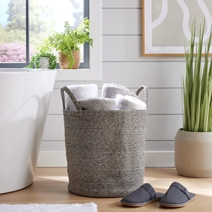 Cotton Rope Laundry Basket Grey